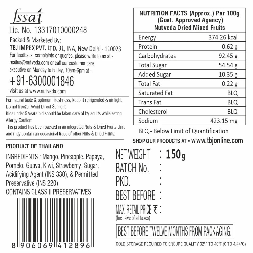 Dried Mixed Fruits - 150g