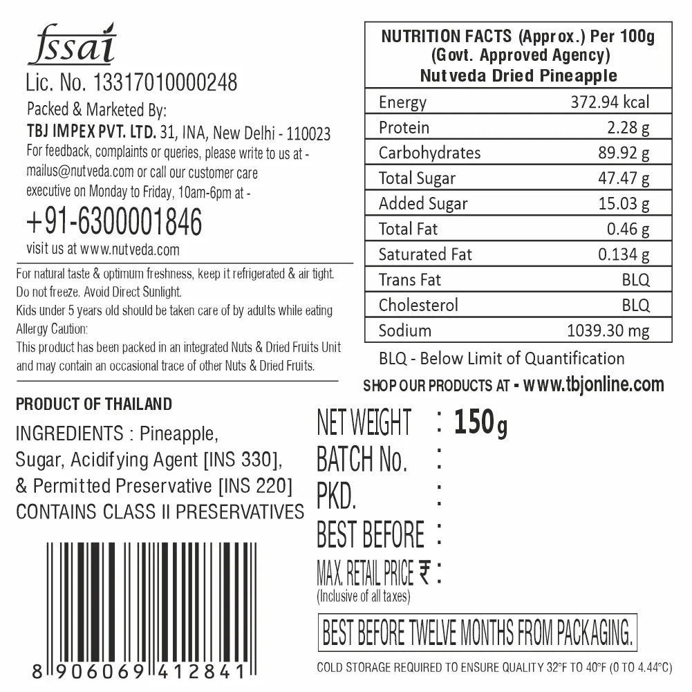 Dried Pineapple - 150g